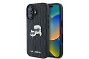 Handys - Cover & Cases - Karl Lagerfeld Monogram Karl & Choupette Head Pin iPhone 16 Case - Black - 3666339329365
