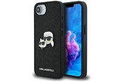 Handys - Cover & Cases - Karl Lagerfeld Fixed Glitter Karl&Choupette Heads Metal Pin iPhone 16e Case - Black - 3666339453664