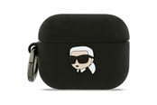 Handys - Cover & Cases - Karl Lagerfeld Silicone Karl Head 3D Case for AirPods Pro 3 - Black - 3666339574666