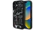 Handys - Cover & Cases - Karl Lagerfeld Grained Pattern & Logo MagSafe Case for iPhone 16 - Black - 3666339463304
