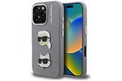 Handys - Cover & Cases - Karl Lagerfeld FW Grained Karl & Choupette Heads Pins Case for iPhone 16 Pro - Gray - 3666339457921