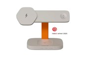 Handys - Adapter und Ladegeräte - Canyon Hexagon 3-in-1 Kabelloses Ladegerät 15W, Grau/Oran - CNS-WCS310LGOR