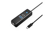 USB-Hubs - ORICO PWCUR-C3 3-port USB hub 1x USB-A 3.0 1x USB-C 3.0 1x RJ45 Gigabit Ethernet 0.15 m - black USB-Hubs - USB 3.0 - Schwarz - PWCUR-C3-015-BK-EP