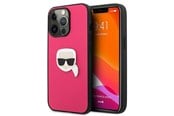 Handys - Cover & Cases - Karl Lagerfeld Leather Ikonik Karl's Head Metal Case for iPhone 13 Pro / 13 6.1" - Pink - 3666339028596