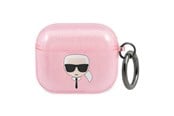 Handys - Anderes Zubehör - Karl Lagerfeld Glitter Karl's Head Case for AirPods 3 - Pink - 3666339030339