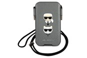 Handys - Cover & Cases - Karl Lagerfeld Saffiano Ikonik Karl&Choupette Head 6.1'' Handbag - Gray - 3666339030773