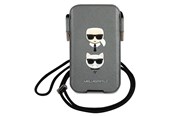 Handys - Cover & Cases - Karl Lagerfeld Saffiano Ikonik Karl&Choupette Head 6.7'' Handbag - Gray - 3666339030780