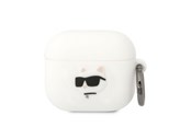 Handys - Anderes Zubehör - Karl Lagerfeld KLA3RUNCHH AirPods 3 cover white/white Silicone Choupette Head 3D - 3666339087944