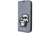 Handys - Cover & Cases - Karl Lagerfeld KLBKP14LSANKCPG iPhone 14 Pro 6.1" bookcase silver/silver Saffiano Karl & Choupette - 3666339122843
