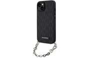 Handys - Cover & Cases - Karl Lagerfeld KLHCP14SSACKLHPK iPhone 14 6.1" black/black hardcase Saffiano Monogram Chain - 3666339122867
