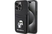 Handys - Cover & Cases - Karl Lagerfeld Saffiano Cardslot Karl&Choupette Metal Pin case for iPhone 15 Pro - black - 3666339165536