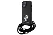 Handys - Cover & Cases - Karl Lagerfeld Crossbody Saffiano Metal Pin Karl & Choupette case for iPhone 15 Plus - black - 3666339165765
