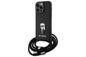 Handys - Cover & Cases - Karl Lagerfeld Crossbody Saffiano Monogram Metal Pin Karl & Choupette Case for iPhone 15 Pro Max - Black - 3666339165901