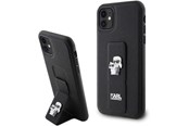 Handys - Cover & Cases - Karl Lagerfeld Gripstand Saffiano Karl&Choupette Pins case for iPhone 11 / Xr - black - 3666339206772