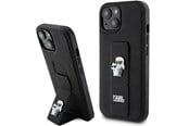 Handys - Cover & Cases - Karl Lagerfeld Gripstand Saffiano Karl&Choupette Pins case for iPhone 15 - black - 3666339206871