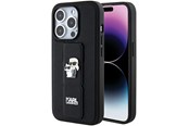 Handys - Cover & Cases - Karl Lagerfeld Gripstand Saffiano Karl&Choupette Pins case for iPhone 15 Pro - black - 3666339206895