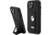Handys - Cover & Cases - Karl Lagerfeld Gripstand Saffiano Choupette Pins case for iPhone 15 - black - 3666339207434
