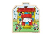 Puzzle - Pippi Langstrømpe Pippi - Framed Wooden Puzzle - House - 8654