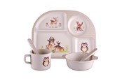 Kinderzimmer - Little Woodies Wood Friends - Mealtime Set w. 4 Room Plate - 5pcs - 5396