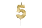 Spielzeug - Globos Cake Candle 6cm Metallic Gold no. 5 - 1015