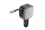 Handys - Adapter und Ladegeräte - CUKTECH CC903P 100W Car Charger with Display and 70cm Retractable USB-C Cable - Grey - CC903P