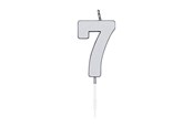 Spielzeug - Globos Cake Candle 4.5cm Metallic Silver no. 7 - 1087