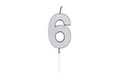 Spielzeug - Globos Cake candle 4.5cm Metallic Silver no. 6 - 1086
