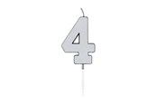 Spielzeug - Globos Cake Candle 4.5cm Metallic Silver no. 4 - 1084