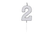 Spielzeug - Globos Cake Candle 4.5cm Metallic Silver no. 2 - 1082