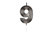 Spielzeug - Globos Cake Candle 6cm Metallic Black no. 9 - 1069