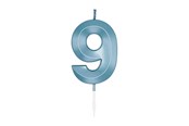 Spielzeug - Globos Cake Candle 6cm Metallic Light Blue no. 9 - 1059