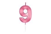 Spielzeug - Globos Cake Candle 6cm Metallic Light Pink no. 9 - 1049