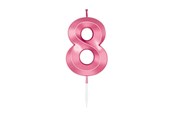 Spielzeug - Globos Cake Candle 6cm Metallic Light Pink no. 8 - 1048