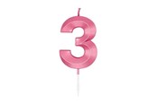 Spielzeug - Globos Cake Candle 6cm Metallic Light Pink no. 3 - 1043