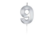 Spielzeug - Globos Cake Candle 6cm Metallic Silver no.9 - 1029