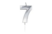 Spielzeug - Globos Cake Candle 6cm Metallic Silver no.7 - 1027