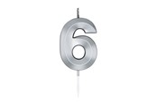 Spielzeug - Globos Cake Candle 6cm Metallic Silver no.6 - 1026