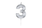 Spielzeug - Globos Cake Candle 6cm Metallic Silver no.3 - 1023