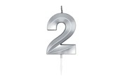 Spielzeug - Globos Cake Candle 6cm Metallic Silver no.2 - 1022