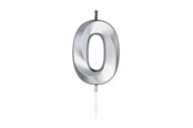 Spielzeug - Globos Cake Candle 6cm Metallic Silver no.0 - 1020
