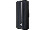 Handys - Cover & Cases - BMW BMBKP14L22RVSK iPhone 14 Pro 6.1" black/black bookcase Leather Stamp Blue Lines - 3666339097097