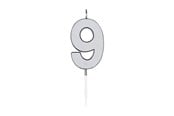 Spielzeug - Globos Cake Candle 4.5cm Metallic Silver no. 9 - 1089