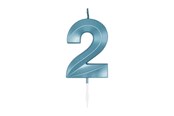 Spielzeug - Globos Cake Candle 6cm Metallic Light Blue no. 2 - 1052