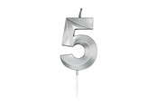 Spielzeug - Globos Cake Candle 6cm Metallic Silver no.5 - 1025