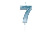 Spielzeug - Globos Cake Candle 6cm Metallic Light Blue no. 7 - 1057