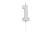 Spielzeug - Globos Cake Candle 4.5cm Metallic Silver no. 1 - 1081