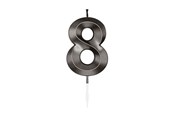 Spielzeug - Globos Cake candle 6cm Metallic Black no. 8 - 1068