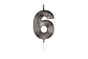 Spielzeug - Globos Cake candle 6cm Metallic Black no. 6 - 1066