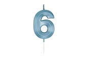Spielzeug - Globos Cake Candle 6cm Metallic Light Blue no. 6 - 1056