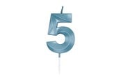 Spielzeug - Globos Cake Candle 6cm Metallic Light Blue no. 5 - 1055